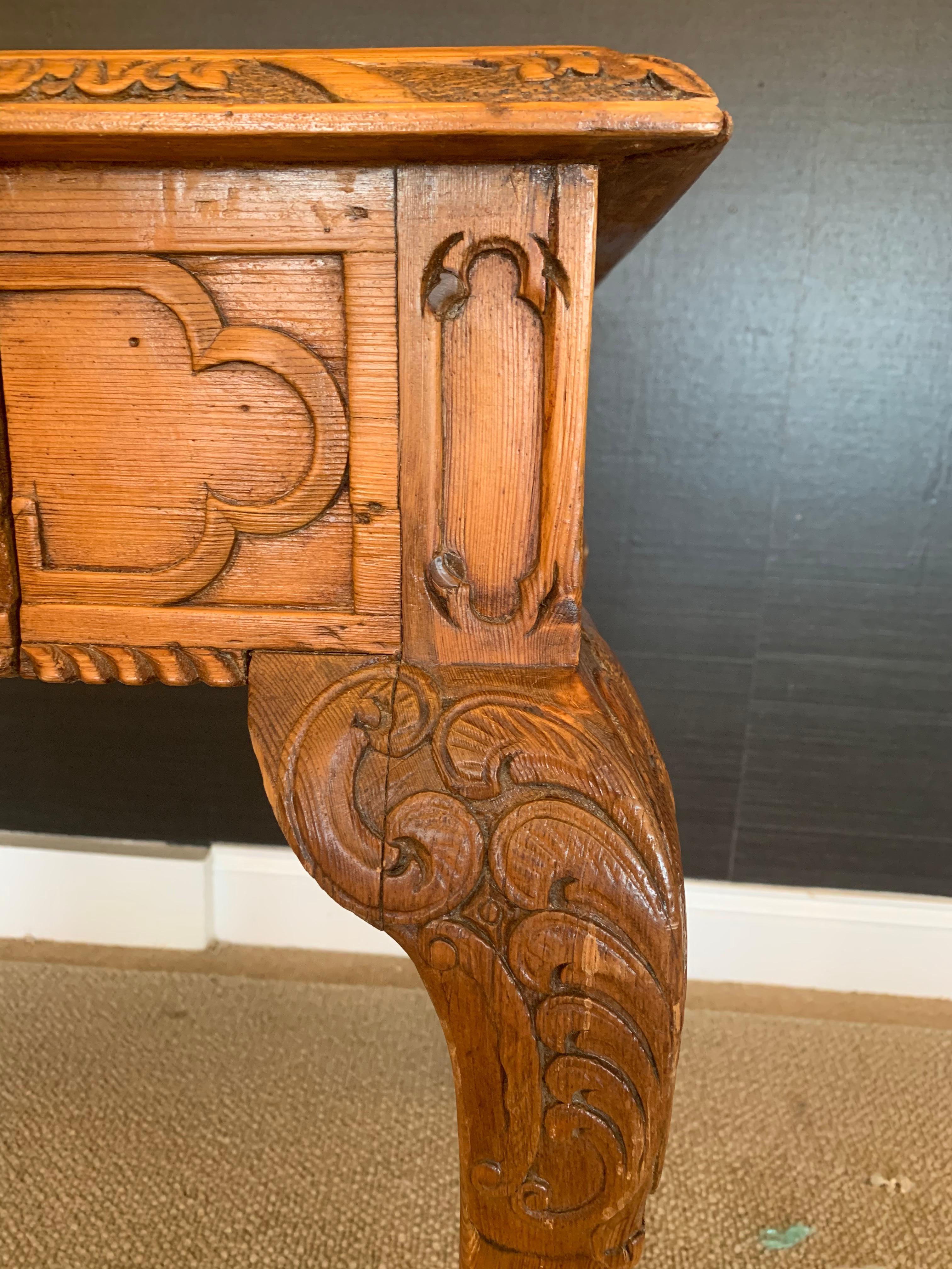 Walnut Magnificent Large Georgian Carved Wood Irish Serving Table Console