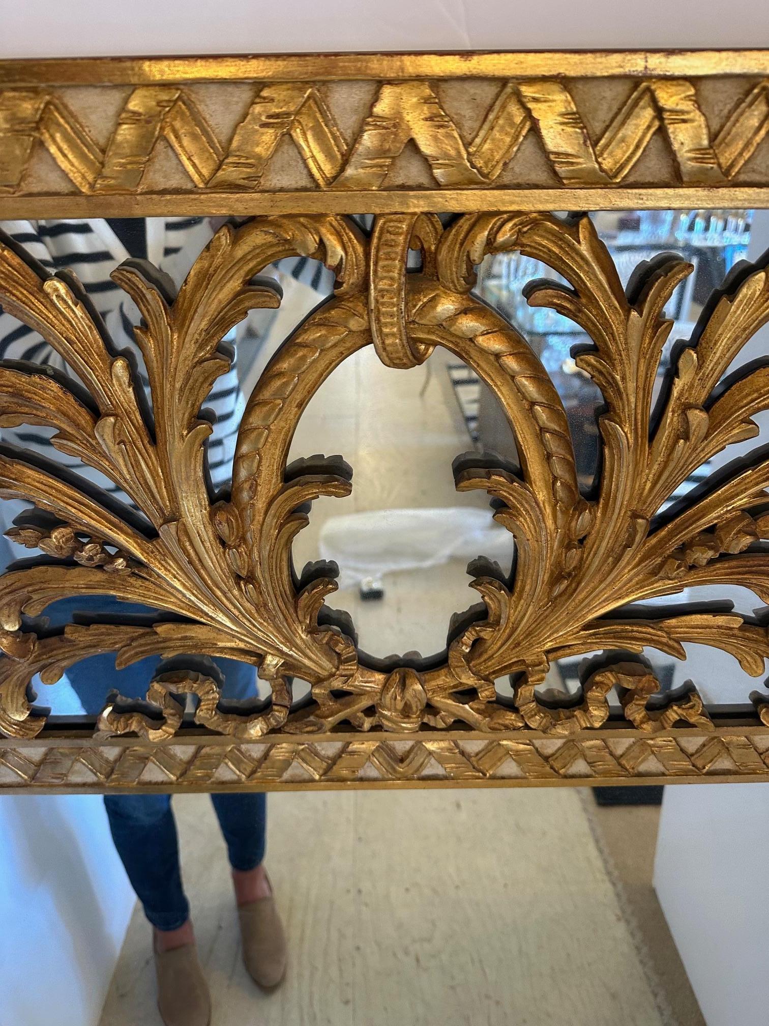 Magnificent Large Gilded Mirror with Ornate Top For Sale 7