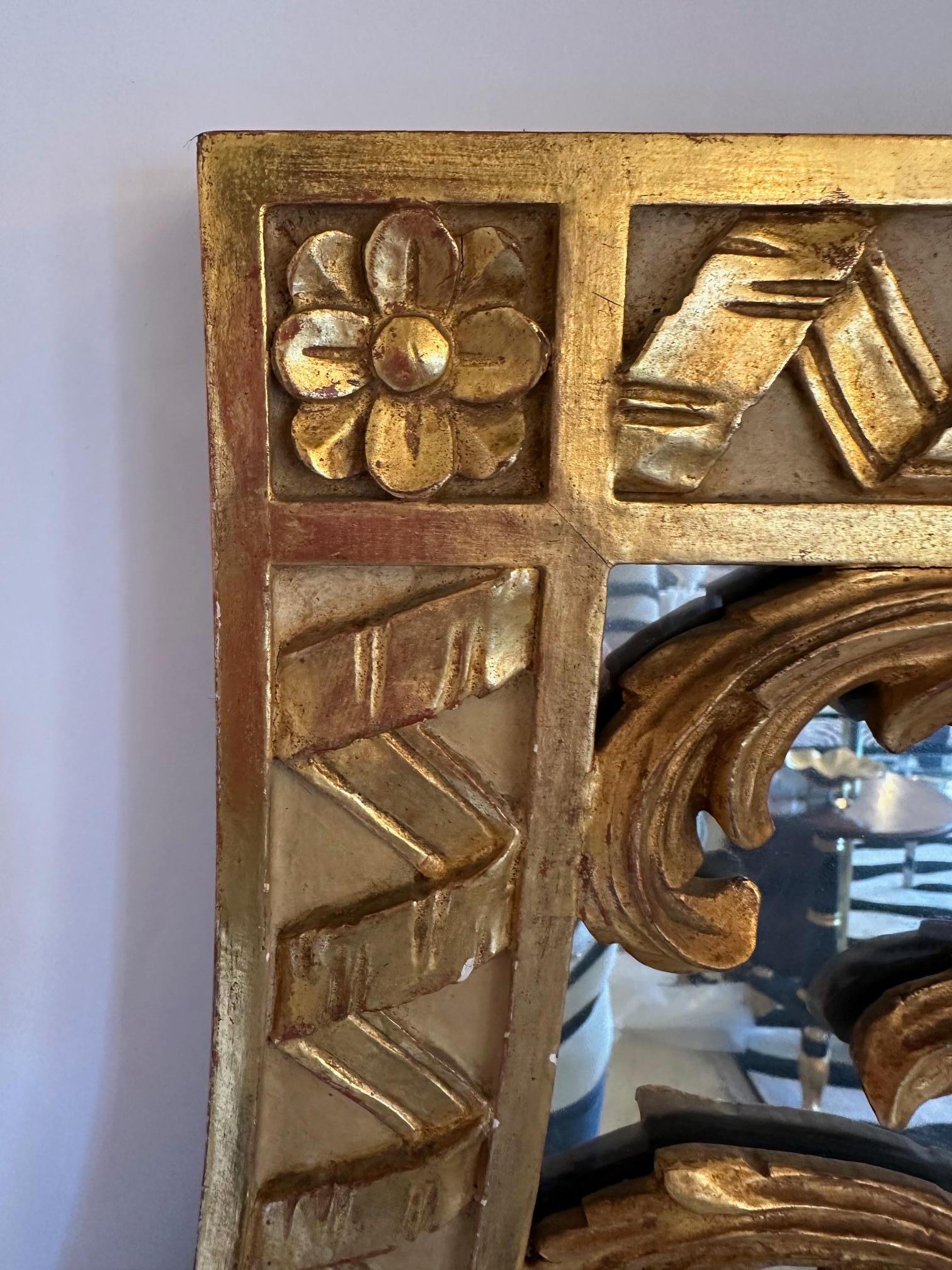 Magnificent Large Gilded Mirror with Ornate Top For Sale 8
