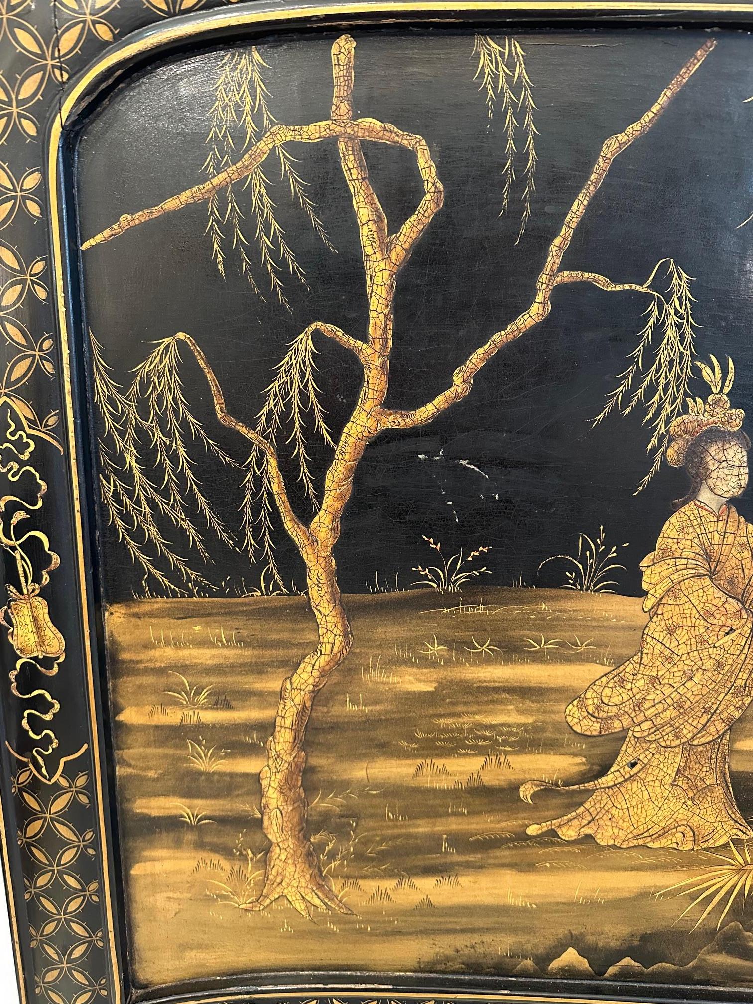 Miroir Magnifique grand miroir chinois figuratif peint à la main en vente