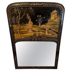 Magnificent Large Hand Painted Figural Chinese Mirror