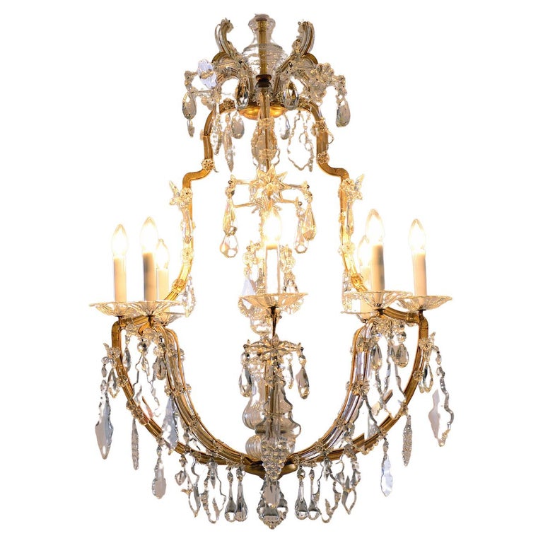 Magnifique grand lustre baroque Maria Theresia Lobmeyr en porcelaine ...