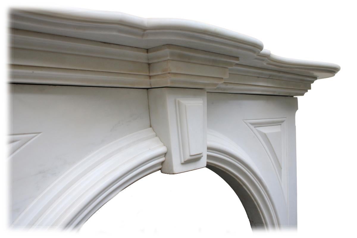 English Magnificent Large Mid-Victorian Statuary White Marble Fireplace Surround