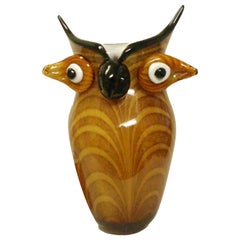 Magnificent Large Murano Art Glass Stylized Owl Vase Estate Find
