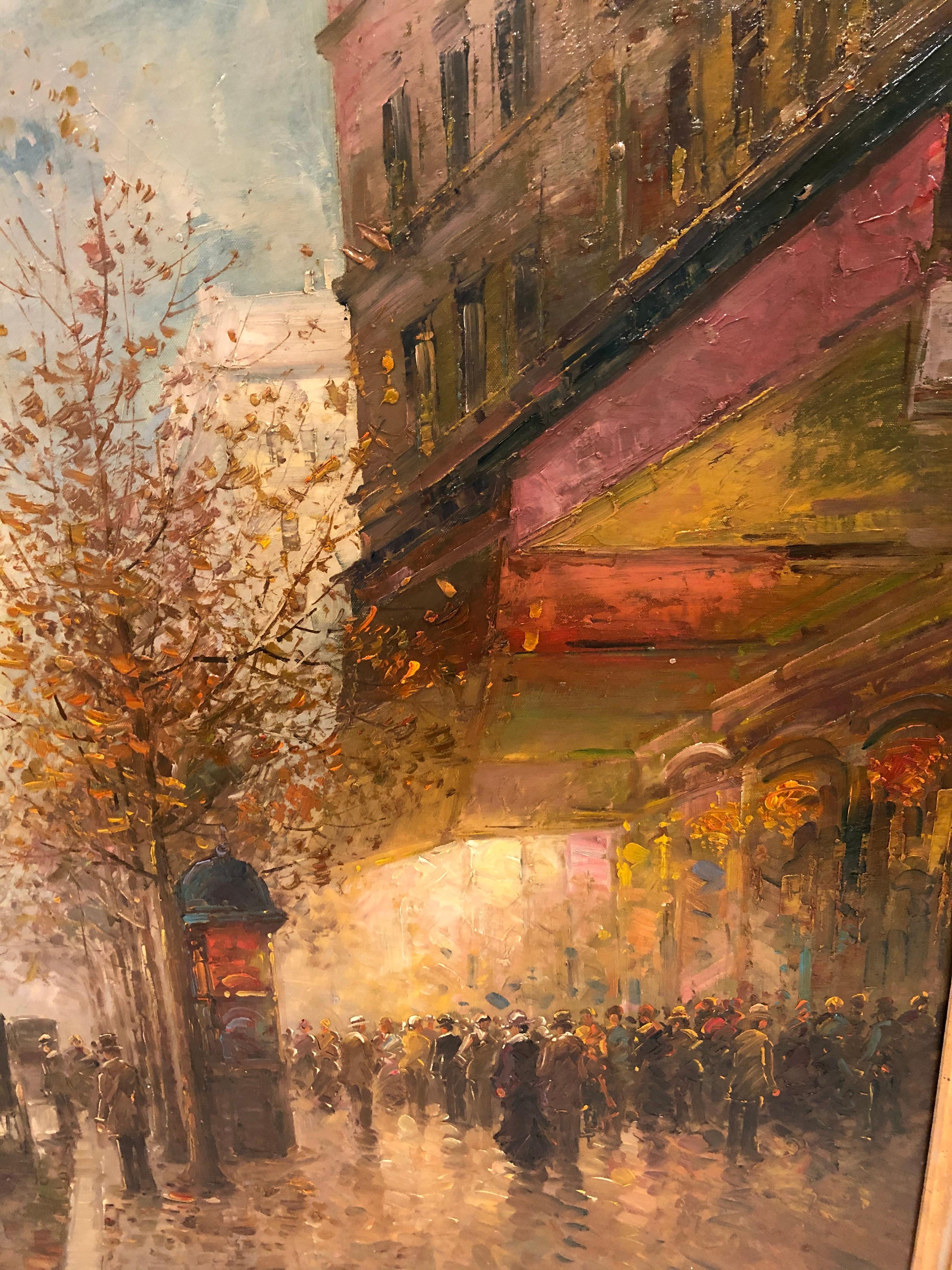 Late 20th Century Magnificent Large Original Oil on Canvas of French Cityscape by T. E.Pencke For Sale