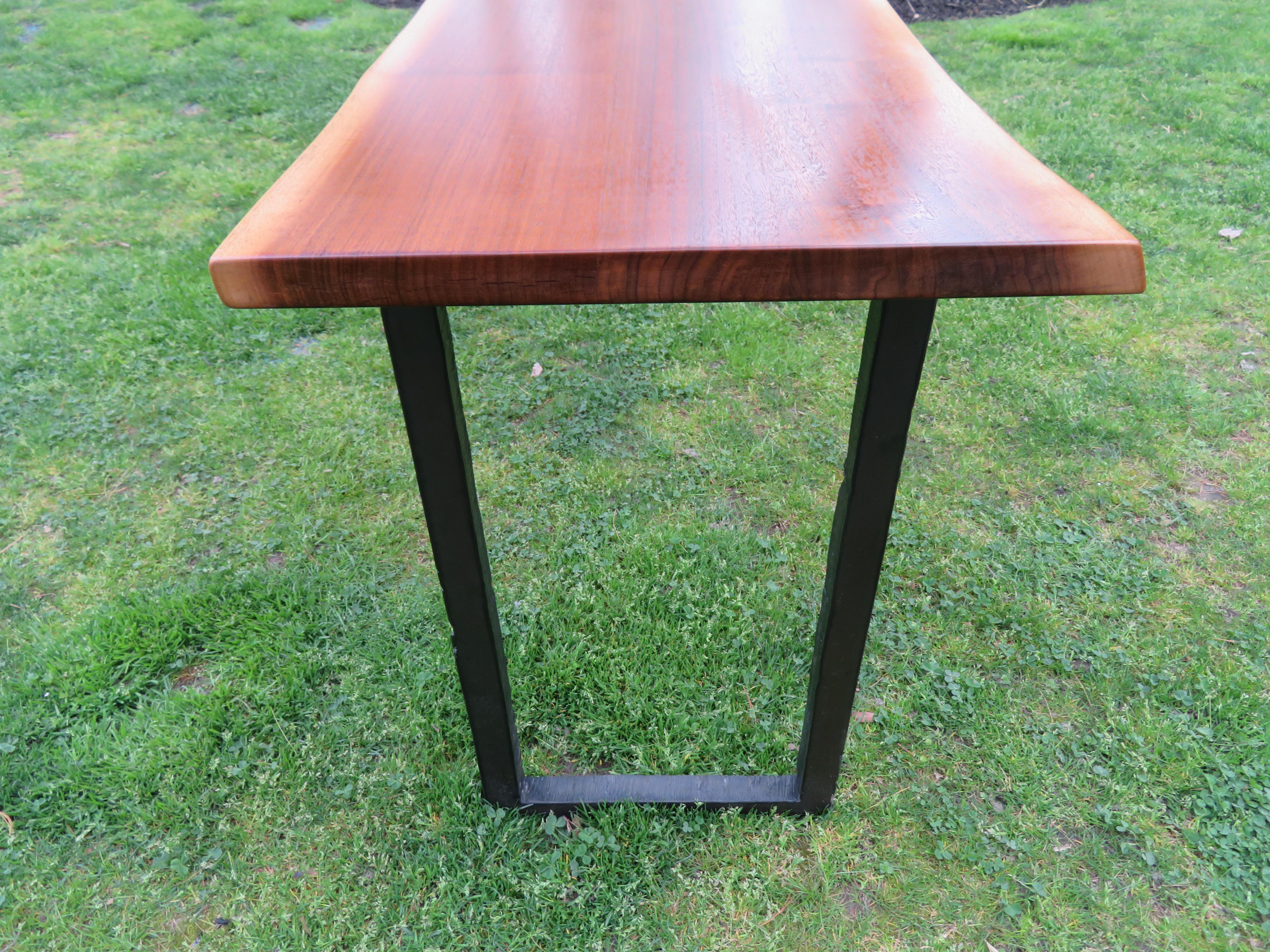 American Magnificent Large Scale Live Edge Walnut Andrew Pearce Console Table Solid Steel