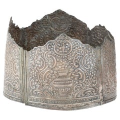 Antique Magnificent Large Silver Torah Crown – Algeria or Libya, 1845