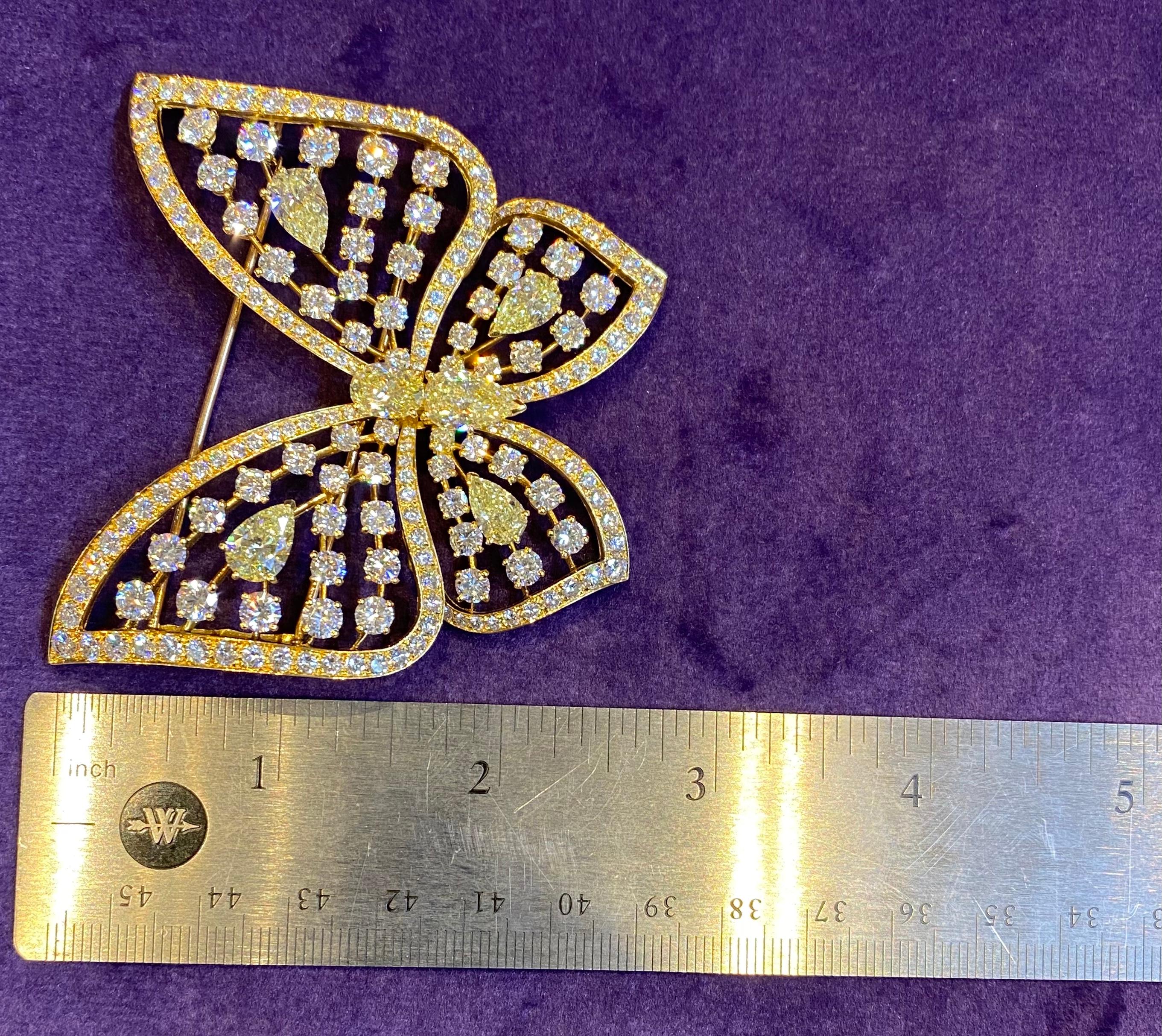 Women's Large Size Fancy Diamond Butterfly Brooch by Van Cleef & Arpels