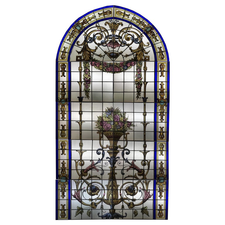 Magnificent Late 19th Century French Leaded Glass Vitraux Window For Sale at 1stDibs