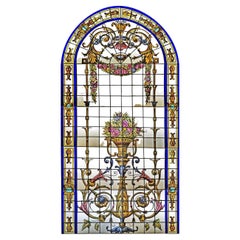Antique Magnificent Late 19th Century French Leaded Glass Vitraux Window