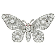 Prächtige spätviktorianische Schmetterlingsbrosche mit Diamantbesatz