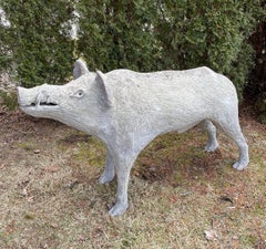 Magnificent Life-Size French "Art Populaire" Statue of a Wild Boar/Sanglier
