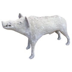 Magnificent Life-Size French "Art Populaire" Statue of a Wild Boar/Sanglier
