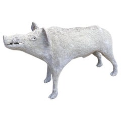 Vintage Magnificent Life-Size French "Art Populaire" Statue of a Wild Boar/Sanglier