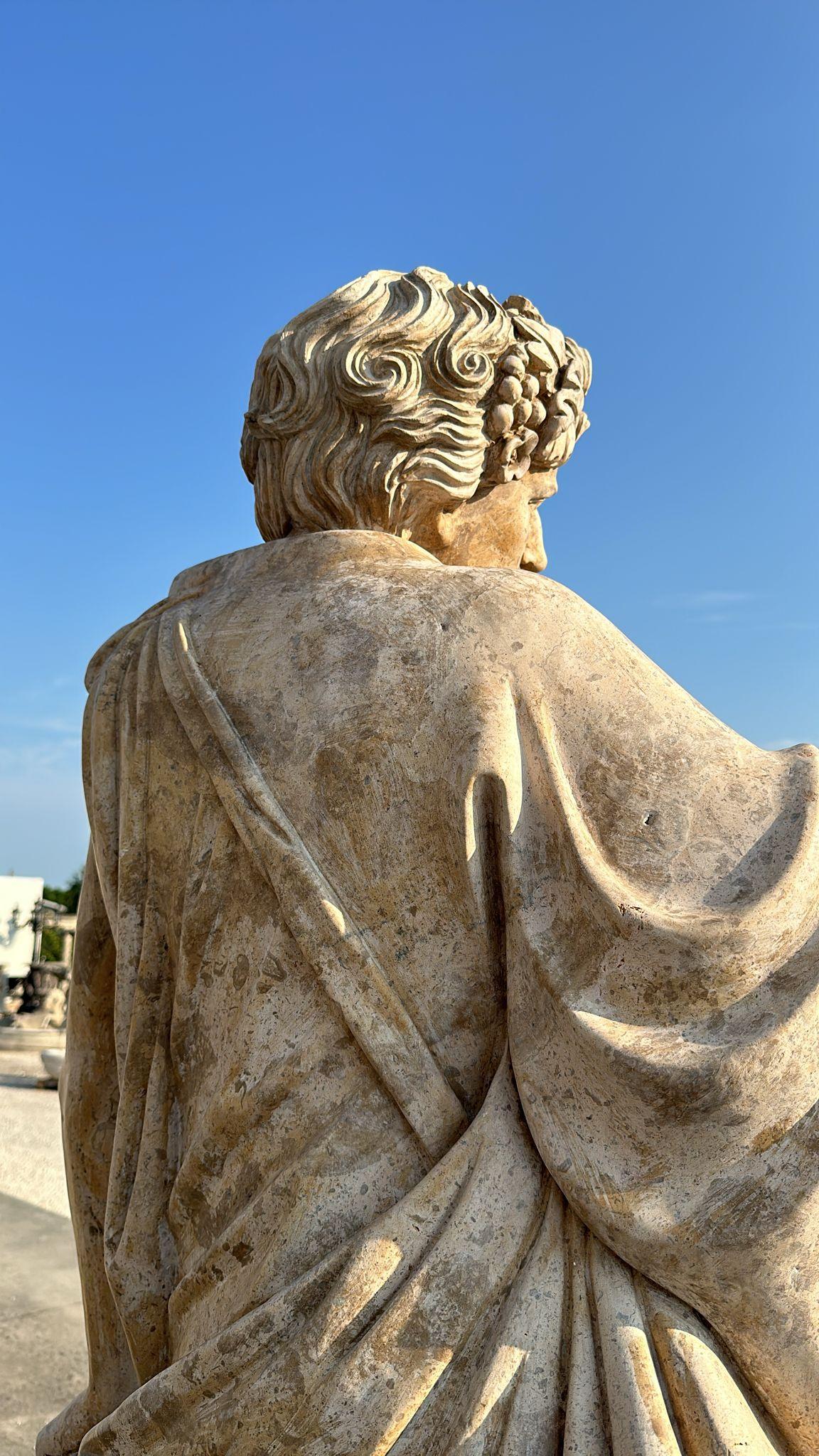 Magnifica scultura in marmo a grandezza naturale dall'Italia 200 CM BACHO In condizioni buone in vendita a Madrid, ES