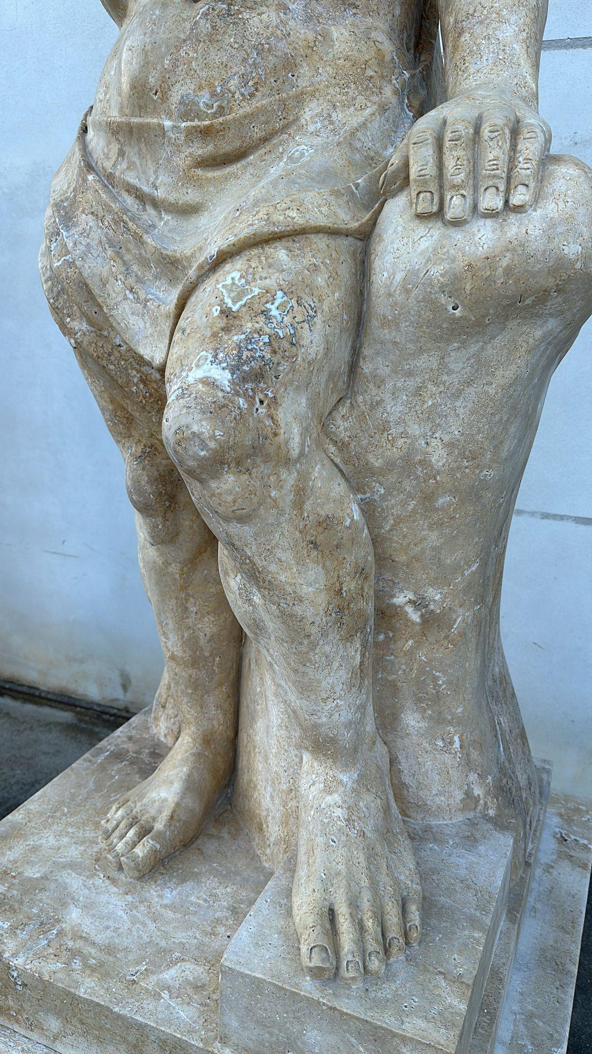 Magnifica scultura in marmo a grandezza naturale dall'Italia 200 CM COPPIA DI CARIATIDI in vendita 3