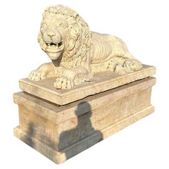 Prächtige lebensgroße Marmorskulptur in Lebensgröße aus Italien 200 CM PAIR OF LIONS
