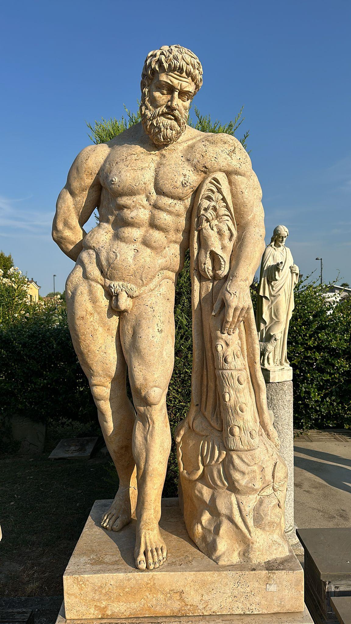 Magnifica scultura in marmo a grandezza naturale dall'Italia 240 CM HERCULE in vendita 1