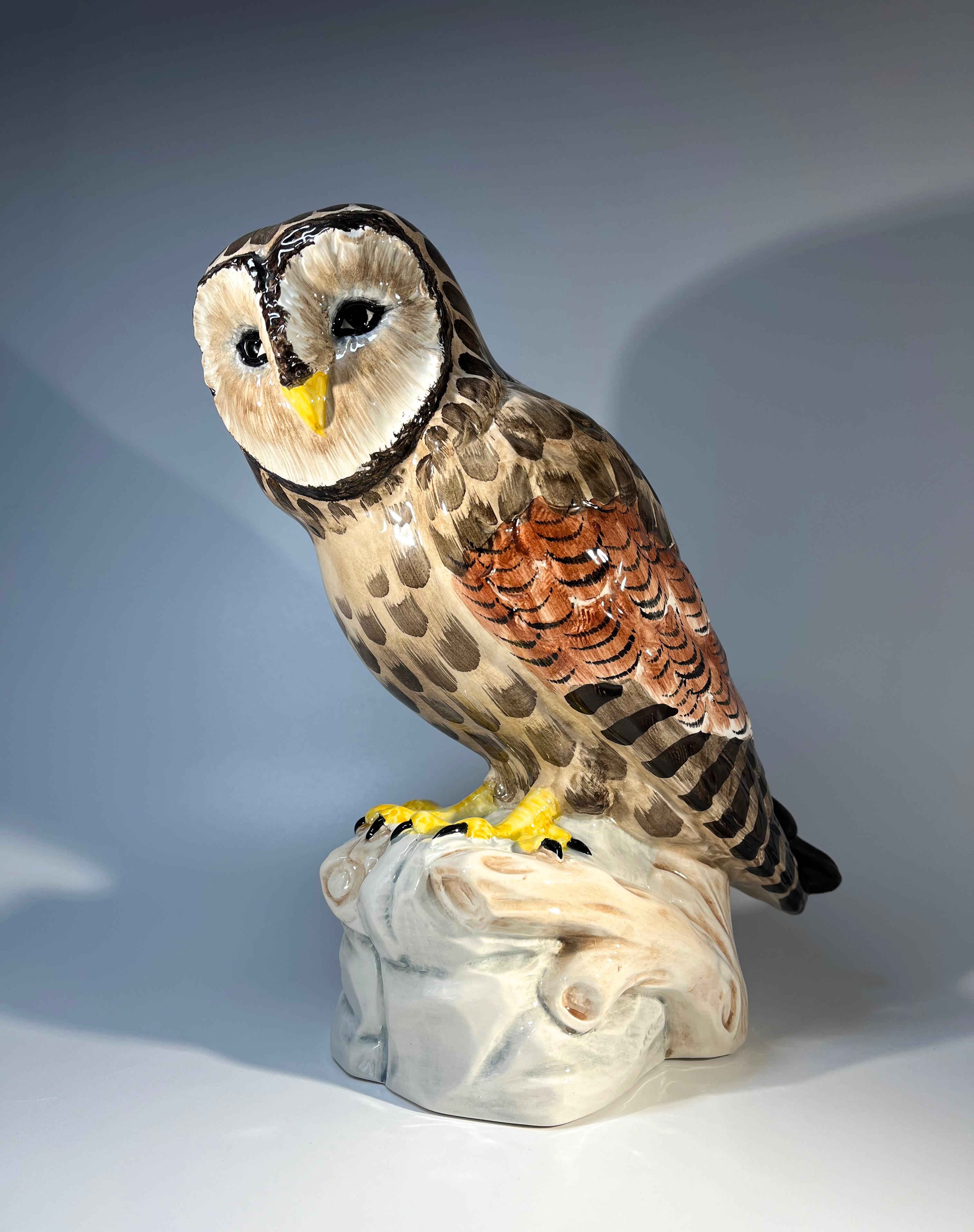 Impeccably hand painted life-size barn owl figure by Zanolli, Italy from the 1980's
Has incredible presence - a terrific piece
Circa 1980's
Signed Zanolli, Italy
Height 11.5 inch, Width 5.5 inch, Depth 9 inch
In excellent condition
Wear consistent