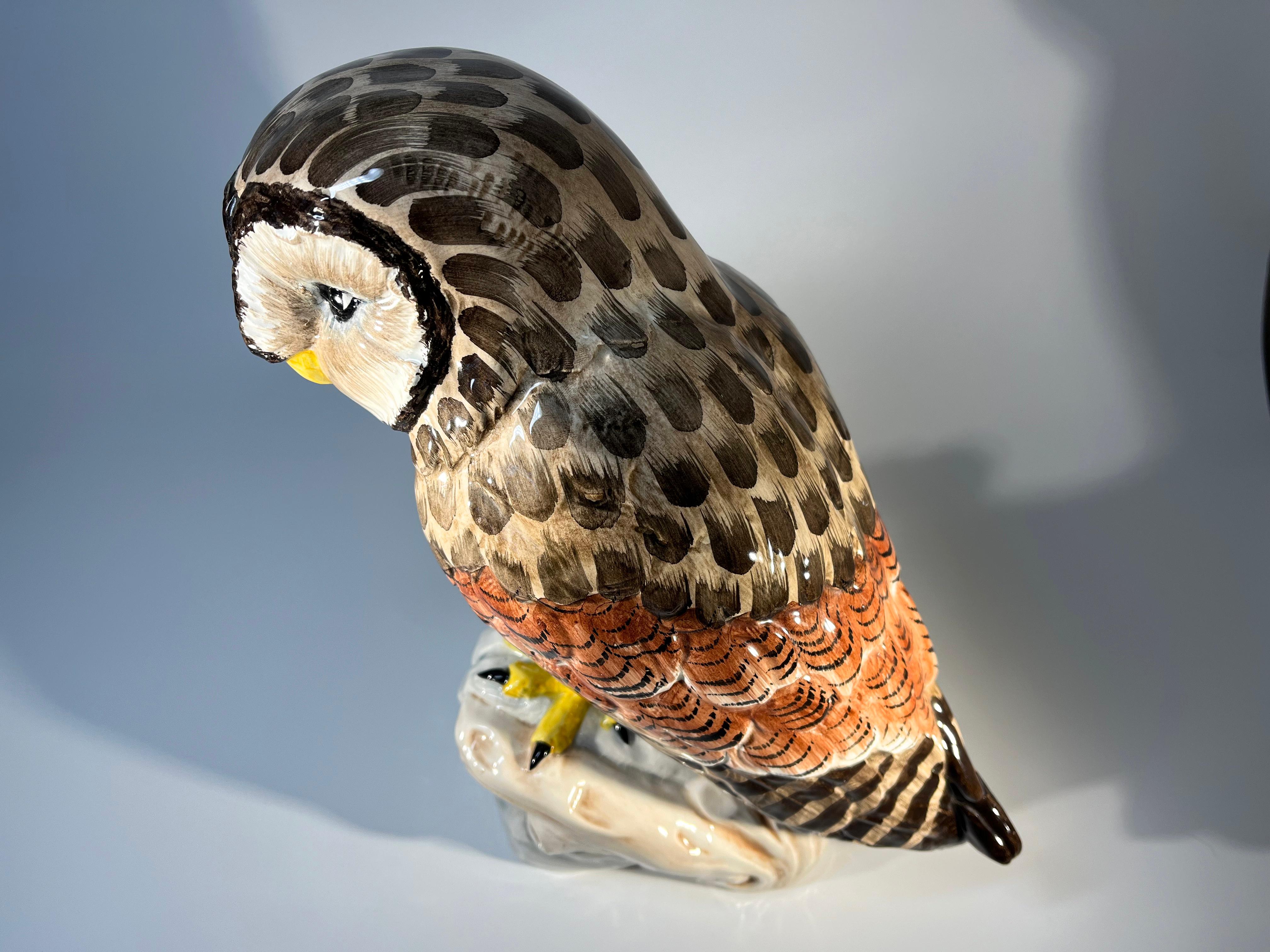Magnificent Life-Size Zanolli, Italian Hand Painted Ceramic Barn Owl c1980s For Sale 1