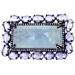 Magnificent Slice Sapphire and Aquamarine Ring 