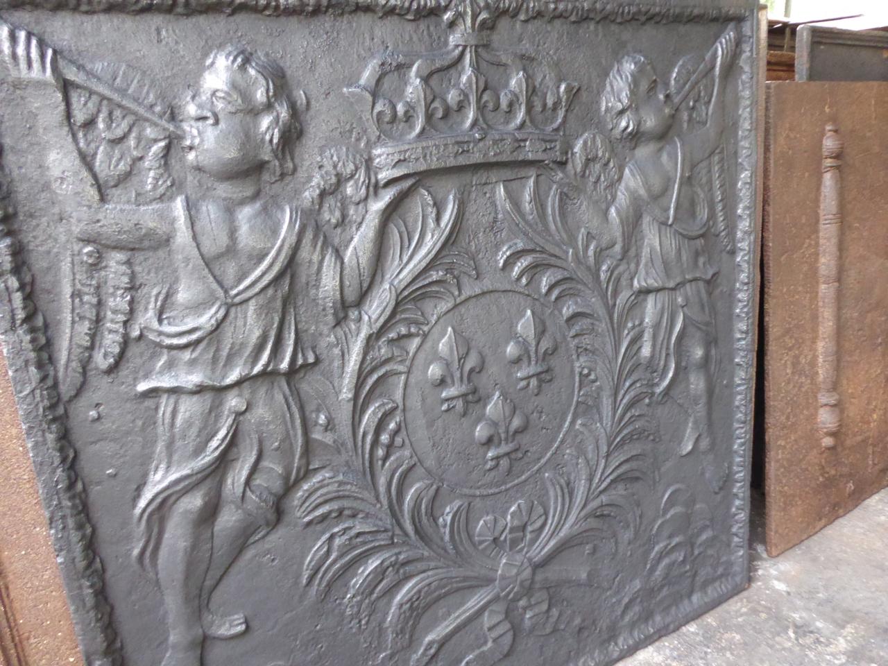 Iron Magnificent Louis XV 'Arms of France' Fireback / Backsplash, 18th Century For Sale
