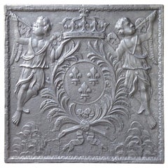 Magnifique plaque de cheminée / crédence Louis XV « Arms of France », 18ème siècle
