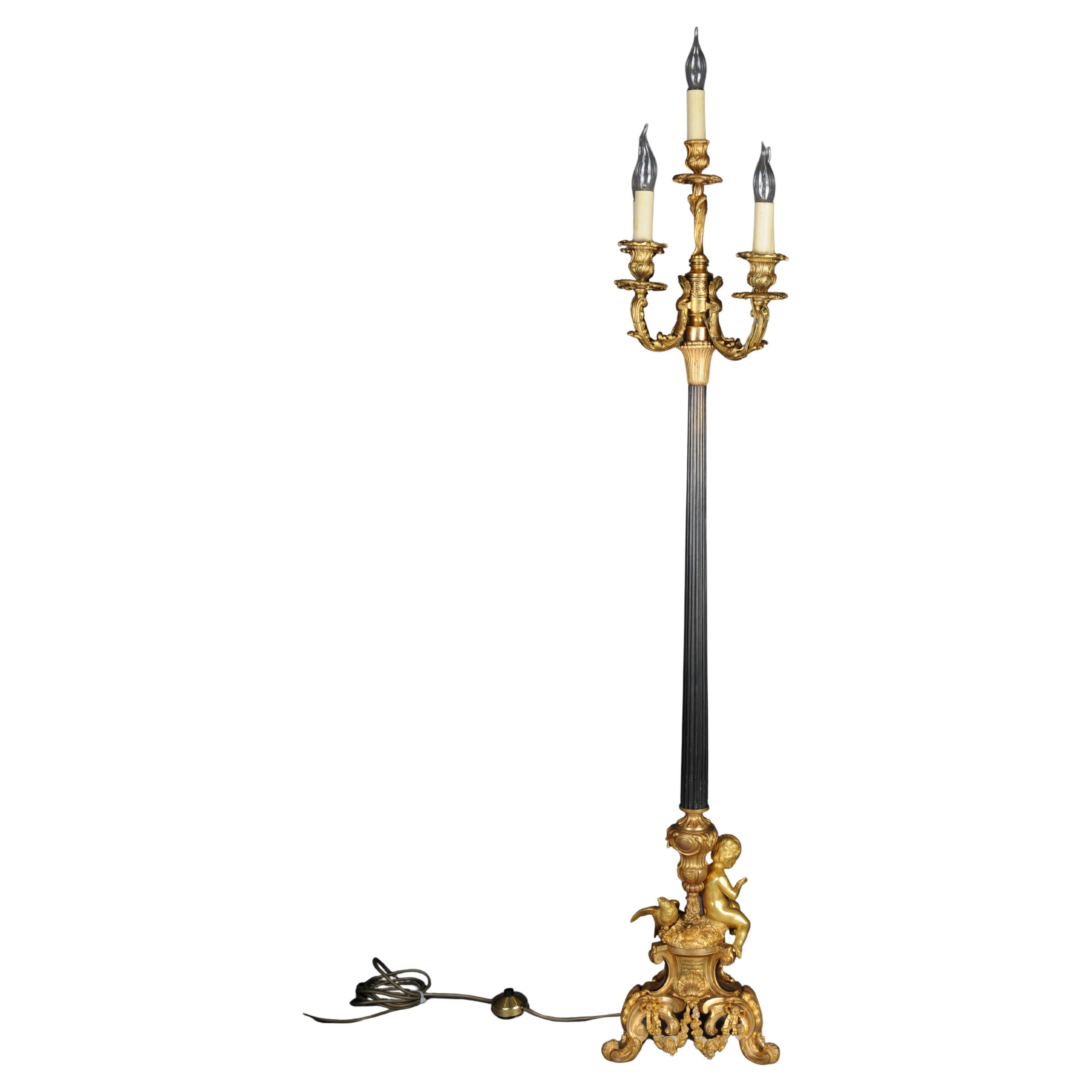 Magnifica lampada da terra da salone Luigi XV, elettrificata, Parigi dal 1880, Napoleone III in vendita