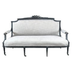 Magnificent Louis XVI Carved Wood and Linen Sofa