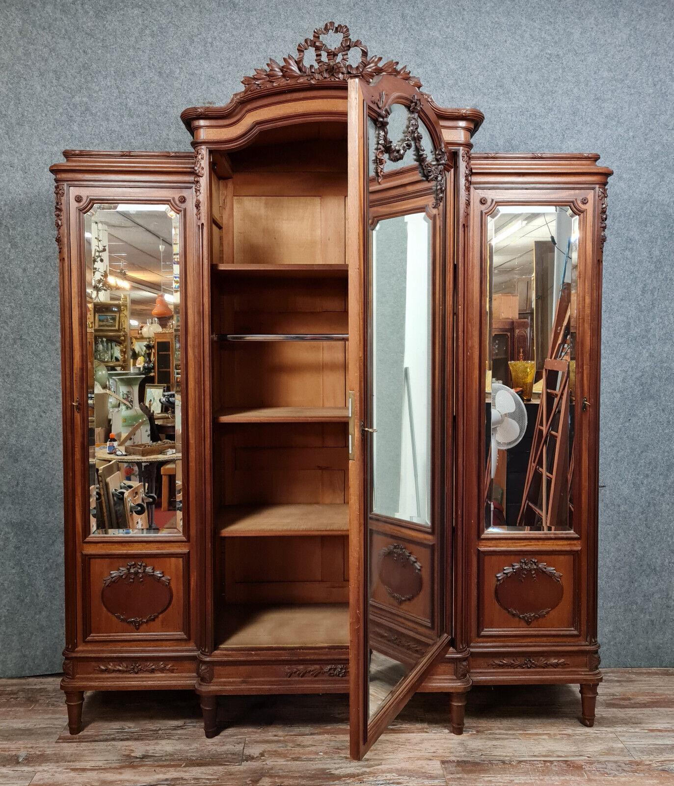 Magnificent Louis XVI Mahogany Breakfront Bookcase from the 1850s -1X48 For Sale 5