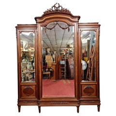 Magnificent Louis XVI Mahogany Breakfront Bookcase from the 1850s -1X48