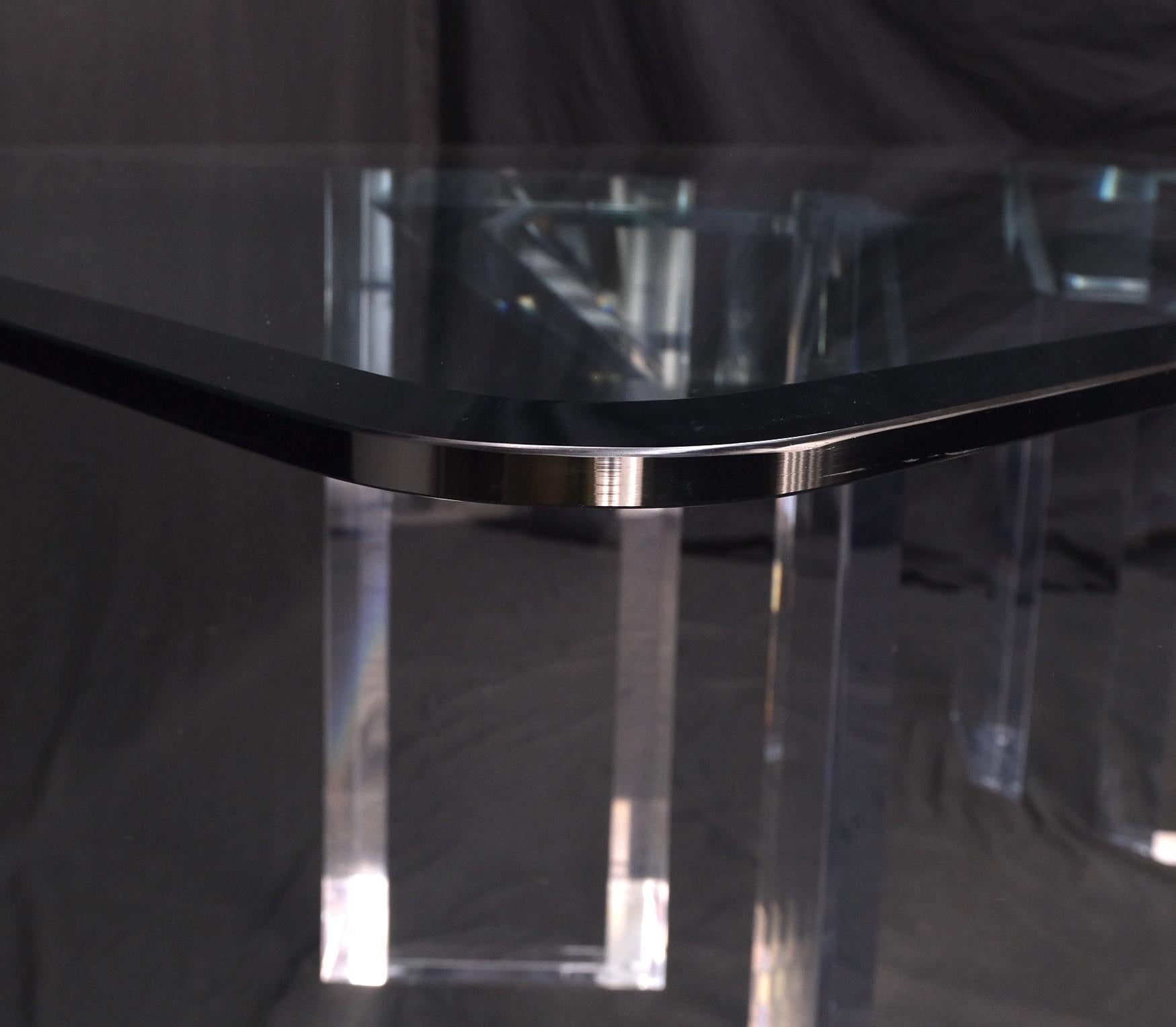 Magnificent Lucite Pedestals Base Glass Top Dining Conference Table 7' Long  For Sale 6