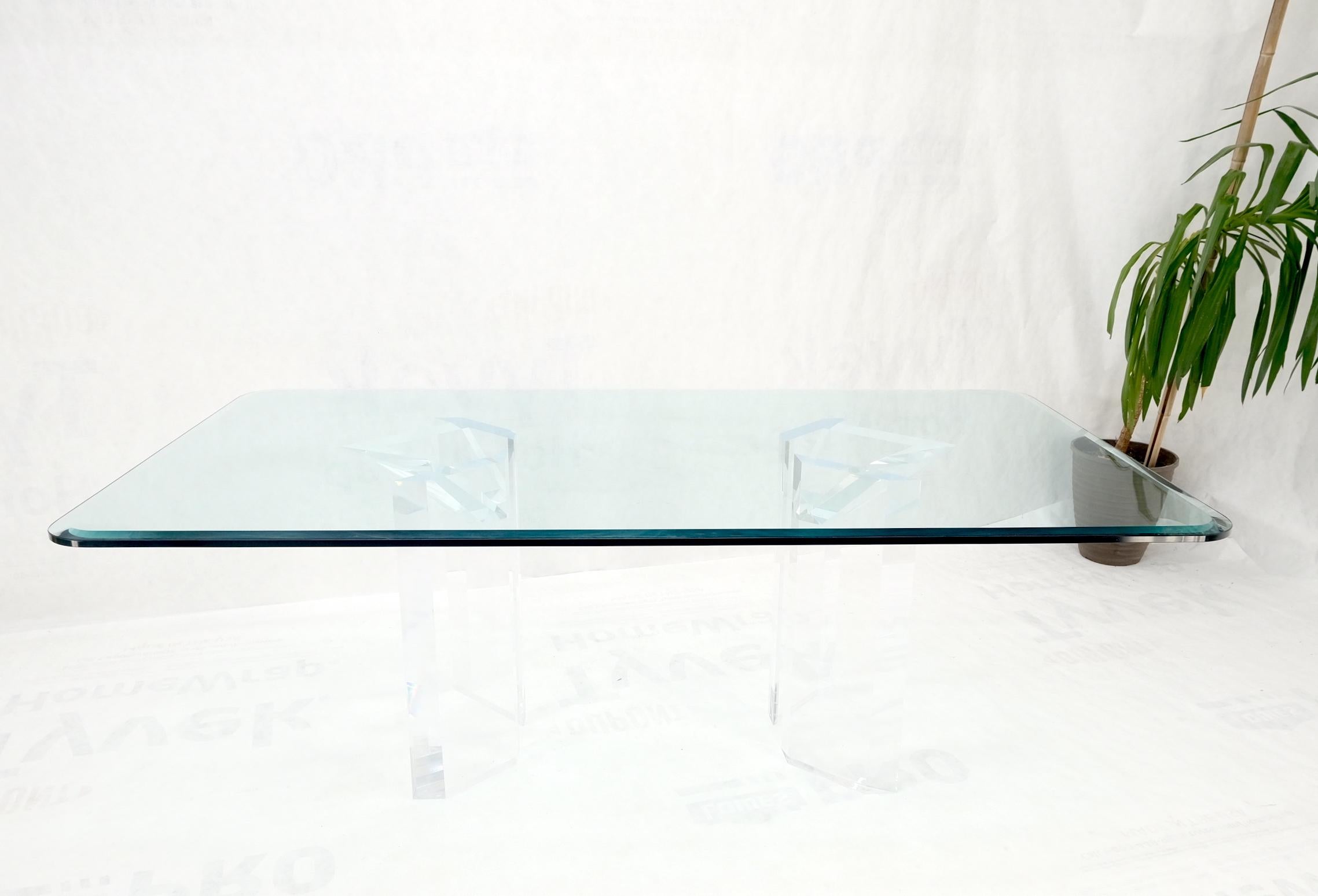 Magnificent Lucite Pedestals Base Glass Top Dining Conference Table 7' Long  For Sale 7