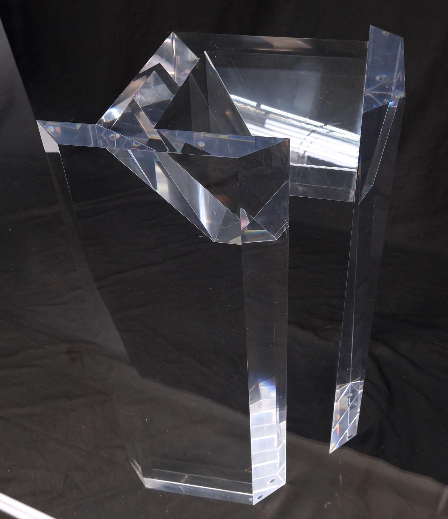 Magnificent Lucite Pedestals Base Glass Top Dining Conference Table 7' Long For Sale 1