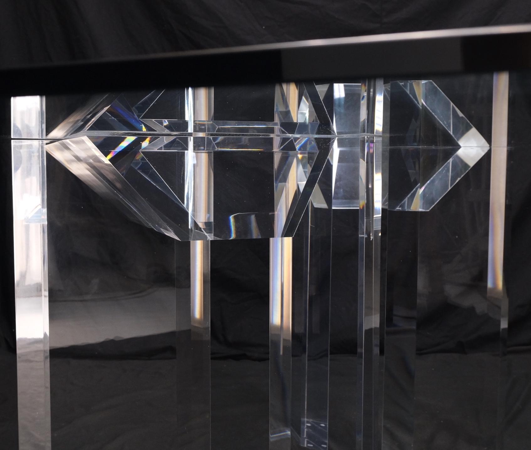 Magnificent Lucite Pedestals Base Glass Top Dining Conference Table 7' Long For Sale 3