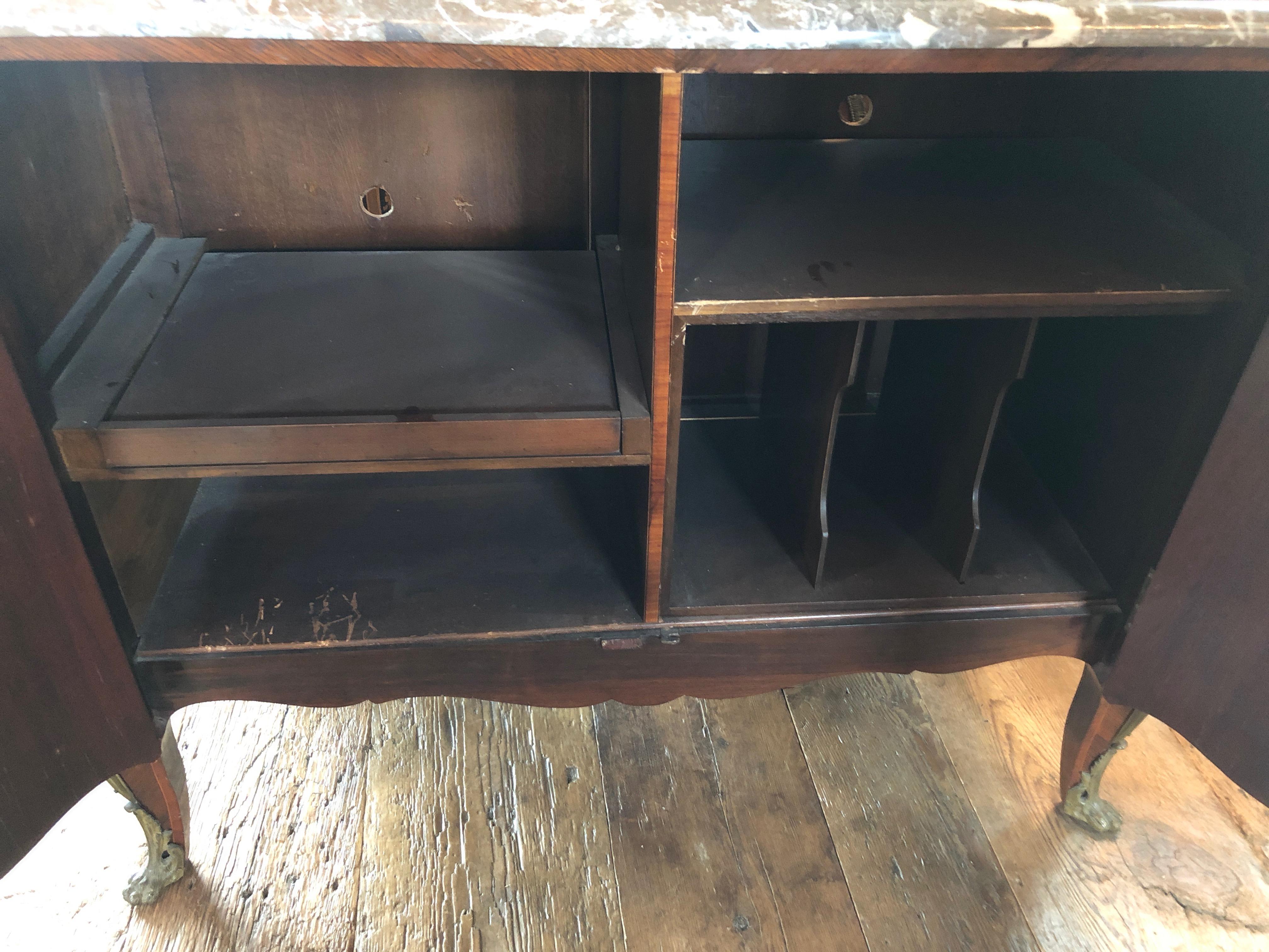 Magnificent Mahogany and Marble Credenza with Gorgeous Bronze Adornments 4