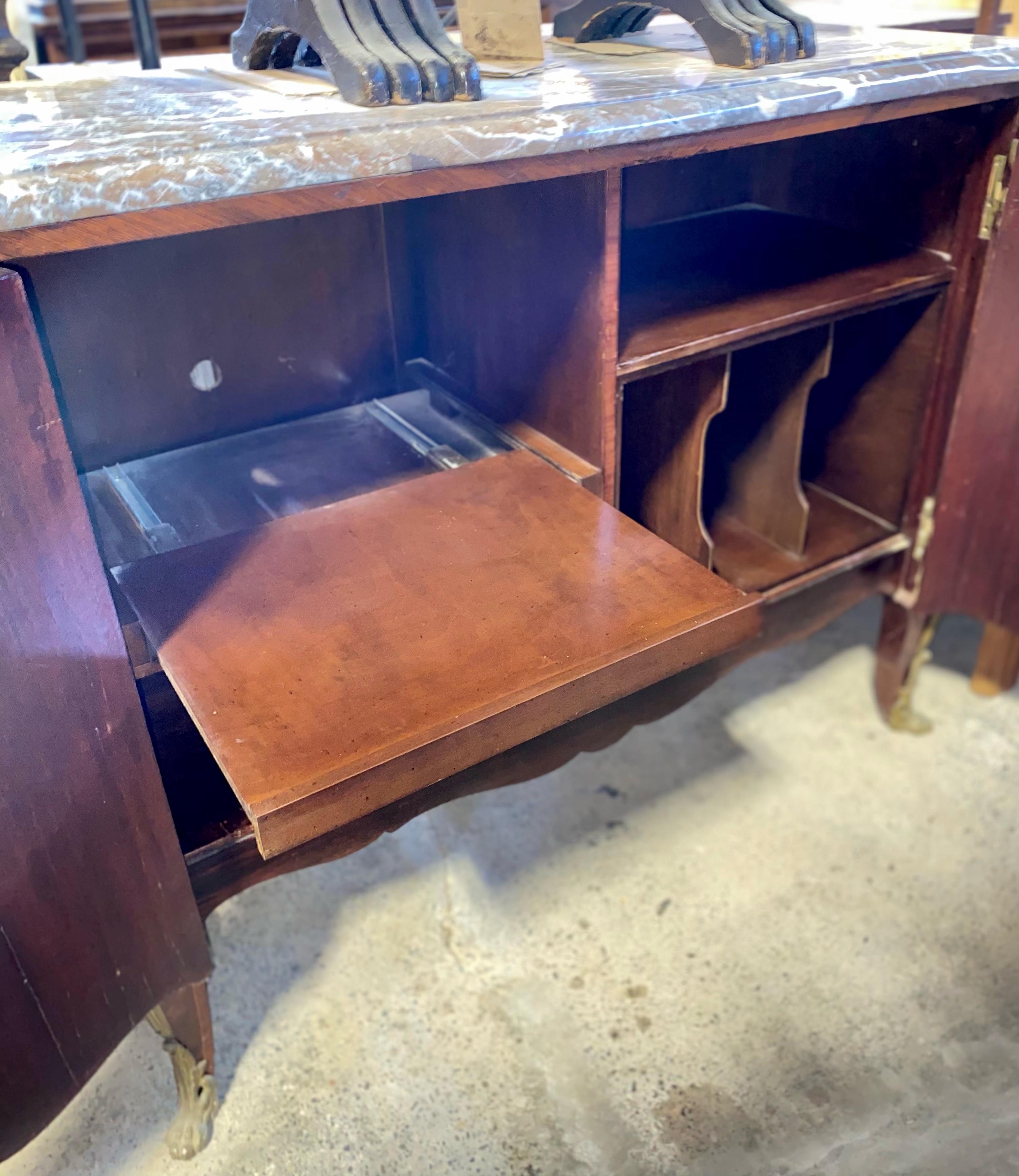 Magnificent Mahogany and Marble Credenza with Gorgeous Bronze Adornments 8