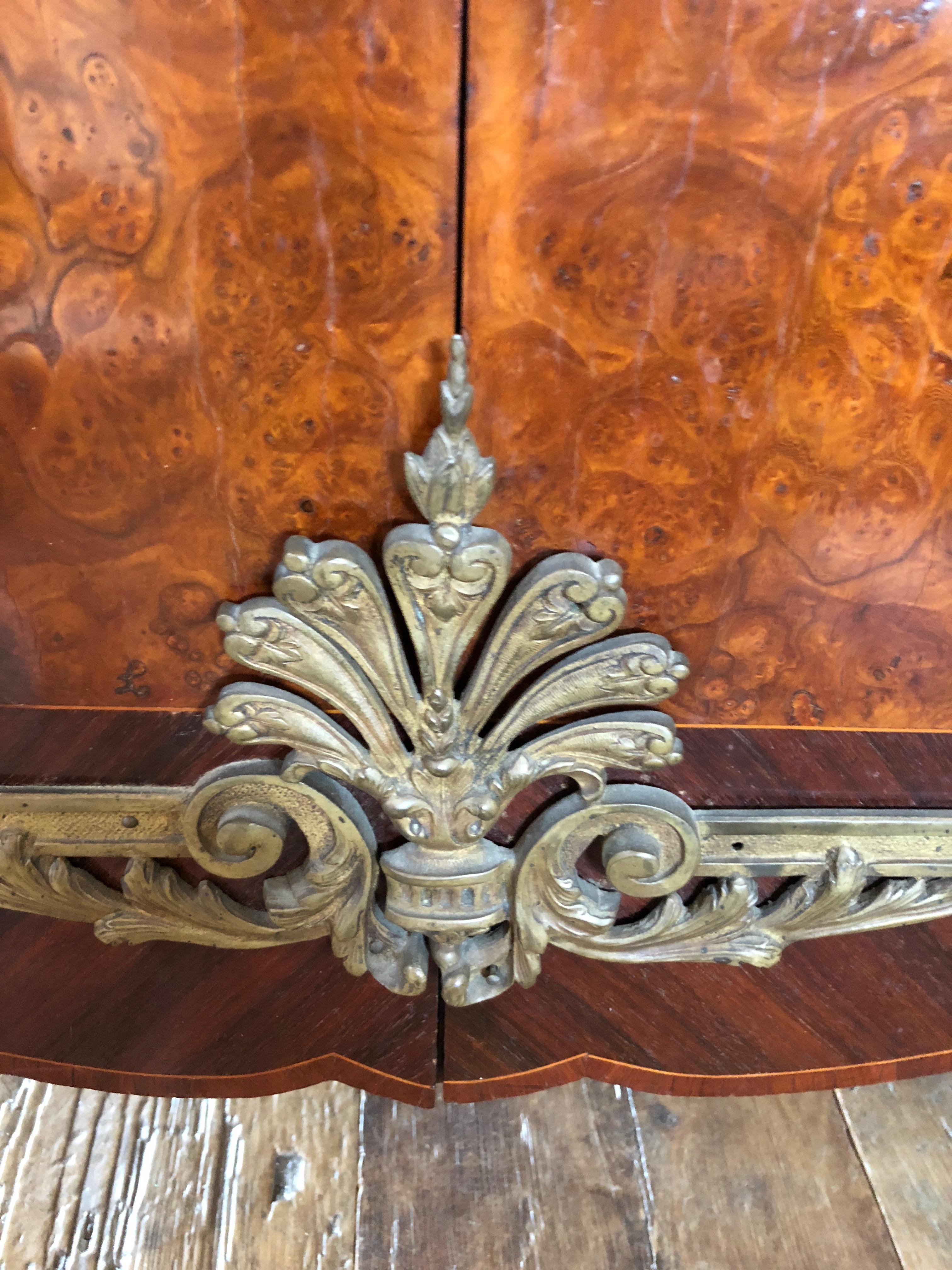 Louis XV Magnificent Mahogany and Marble Credenza with Gorgeous Bronze Adornments