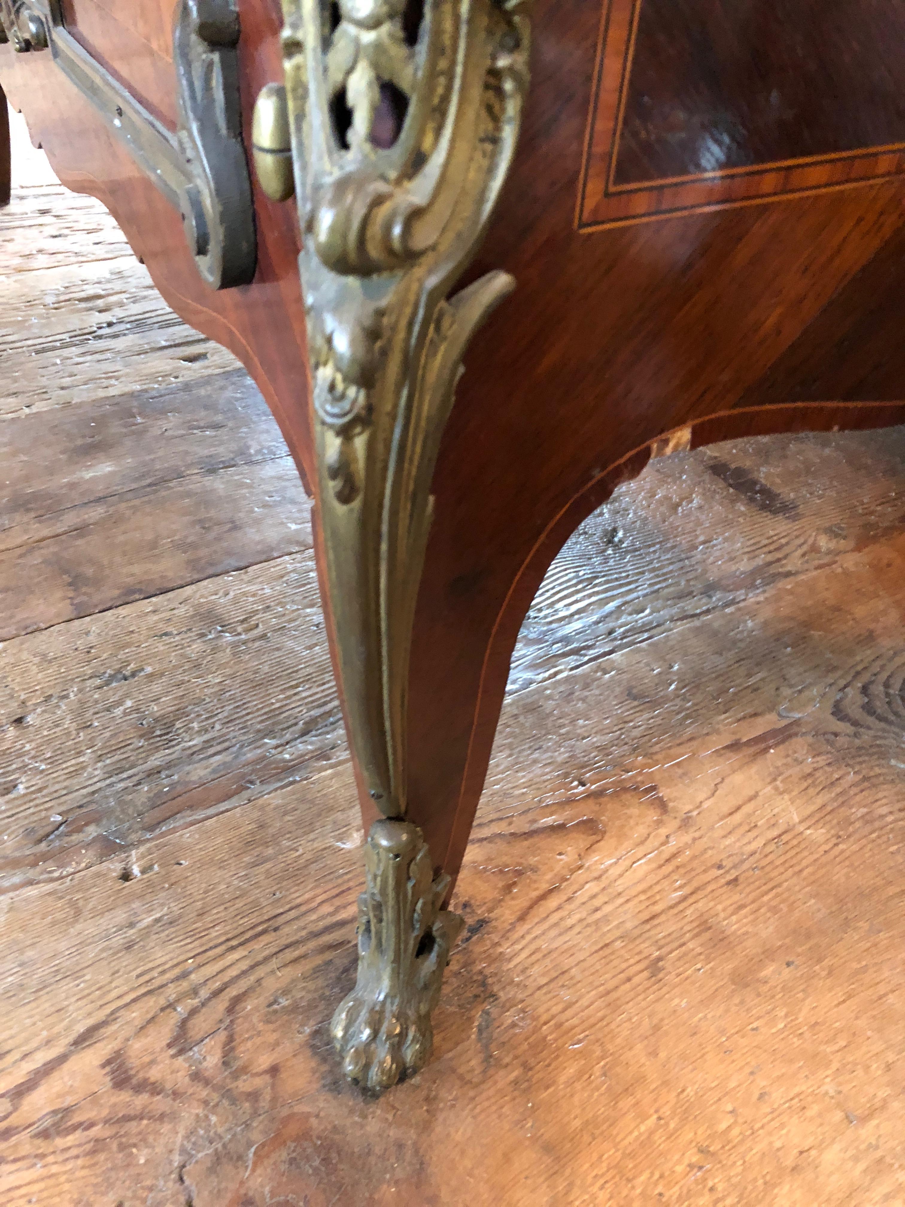 Magnificent Mahogany and Marble Credenza with Gorgeous Bronze Adornments 2