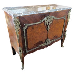 Magnificent Mahogany and Marble Credenza with Gorgeous Bronze Adornments