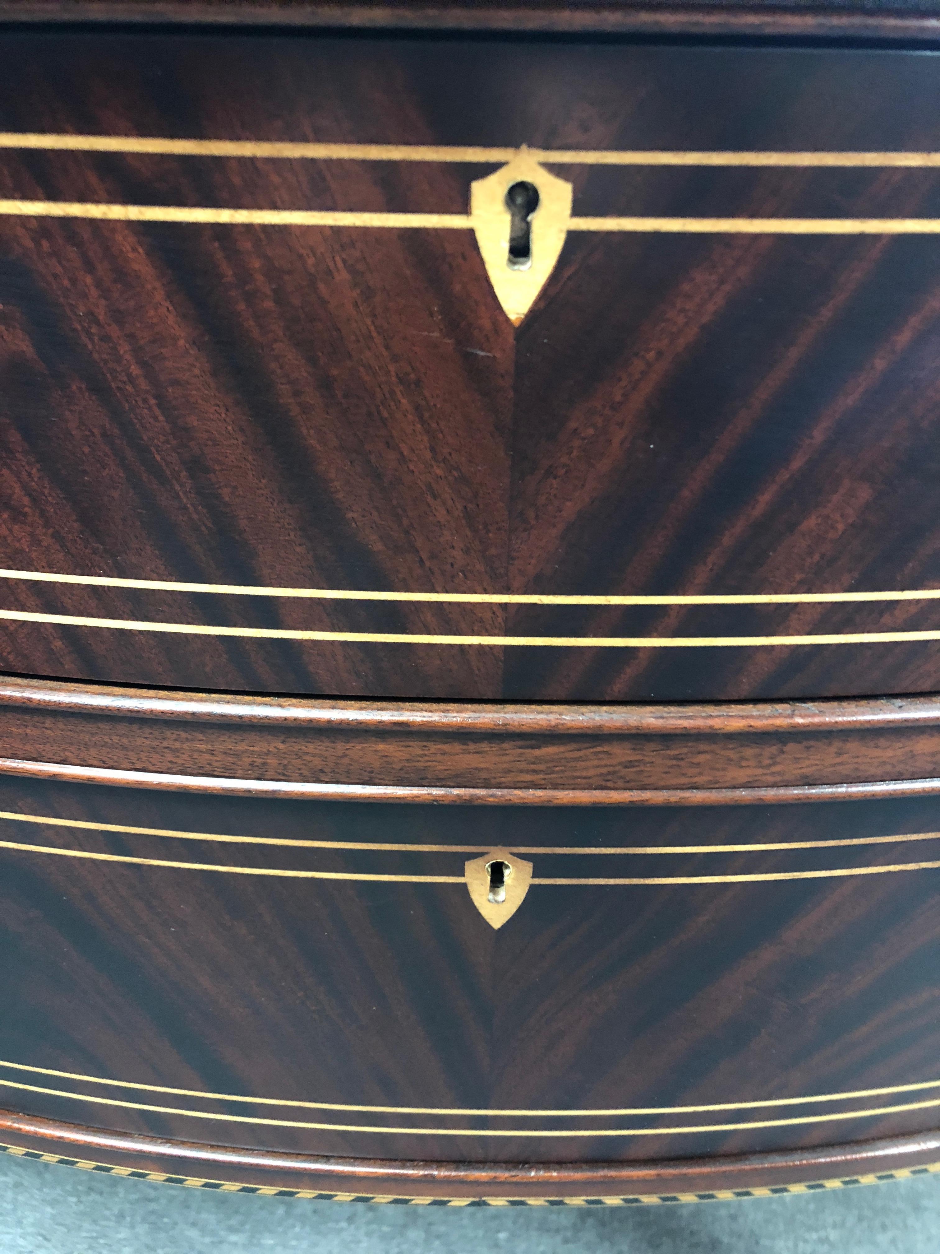 American Magnificent Mahogany Stickley Serpentine Sideboard with Satinwood Inlay