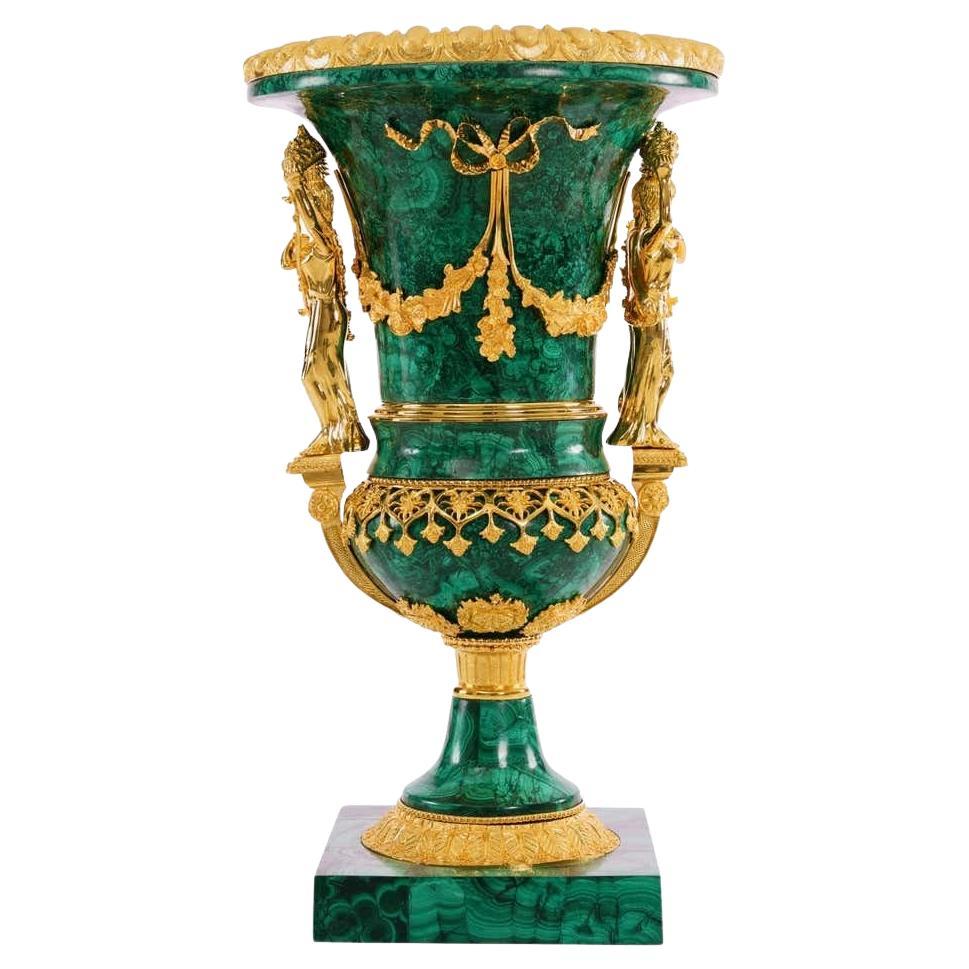 Magnifica urna di malachite