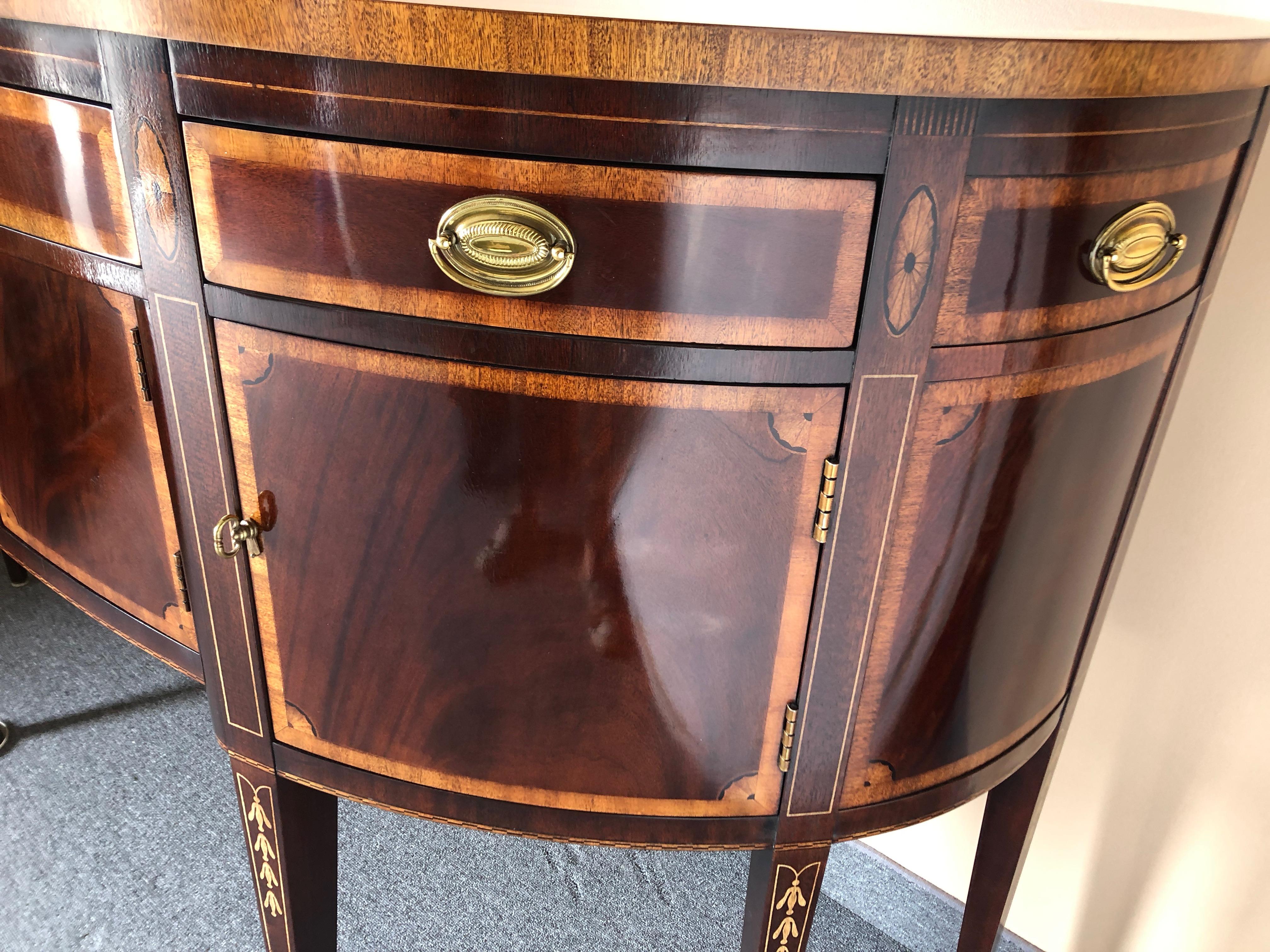 Late 20th Century Magnificent Masterpiece Collection Hickory White Mahogany Demilune Sideboard