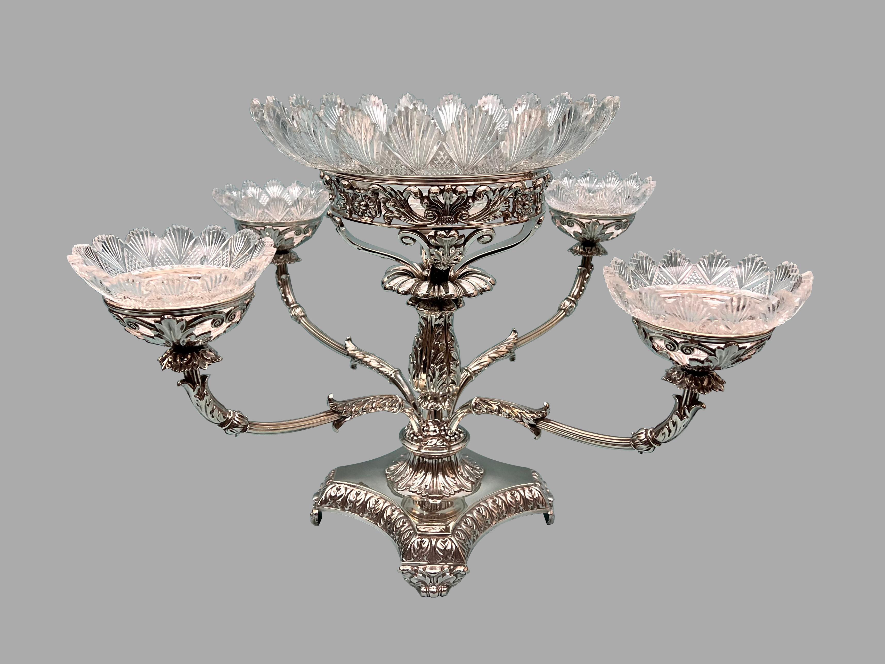 Neoclassical Magnificent Matthew Boulton (1728-1809) Sterling Silver 4 Branch Epergne