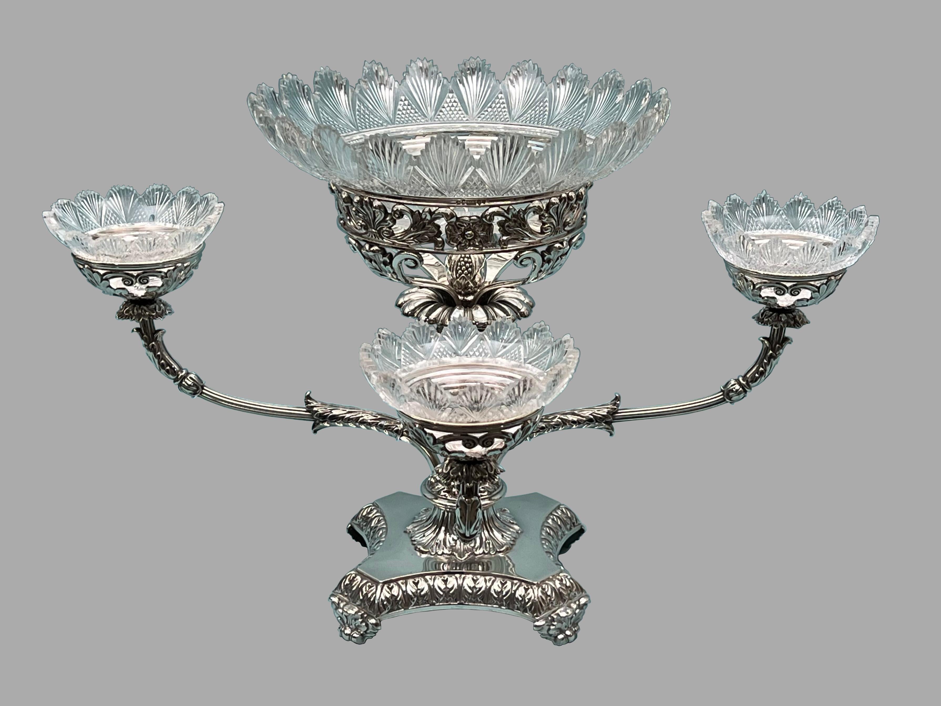 Magnificent Matthew Boulton (1728-1809) Sterling Silver 4 Branch Epergne In Good Condition In San Francisco, CA