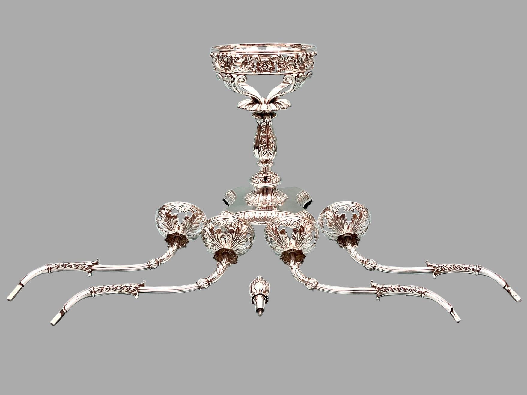 Magnificent Matthew Boulton (1728-1809) Sterling Silver 4 Branch Epergne 6