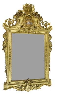Magnificent Mid 19th Century Napoleon III Carved Giltwood and Gesso Mirror