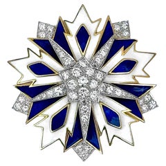 Prächtige Tiffany & Co. aus der Mitte des 20. Jahrhunderts. Brosche mit Diamant und Emaille Starburst
