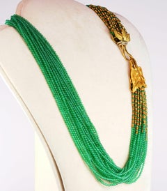 Midcentury Natural Chrysoprase Sculptured Eagle Rare Necklace