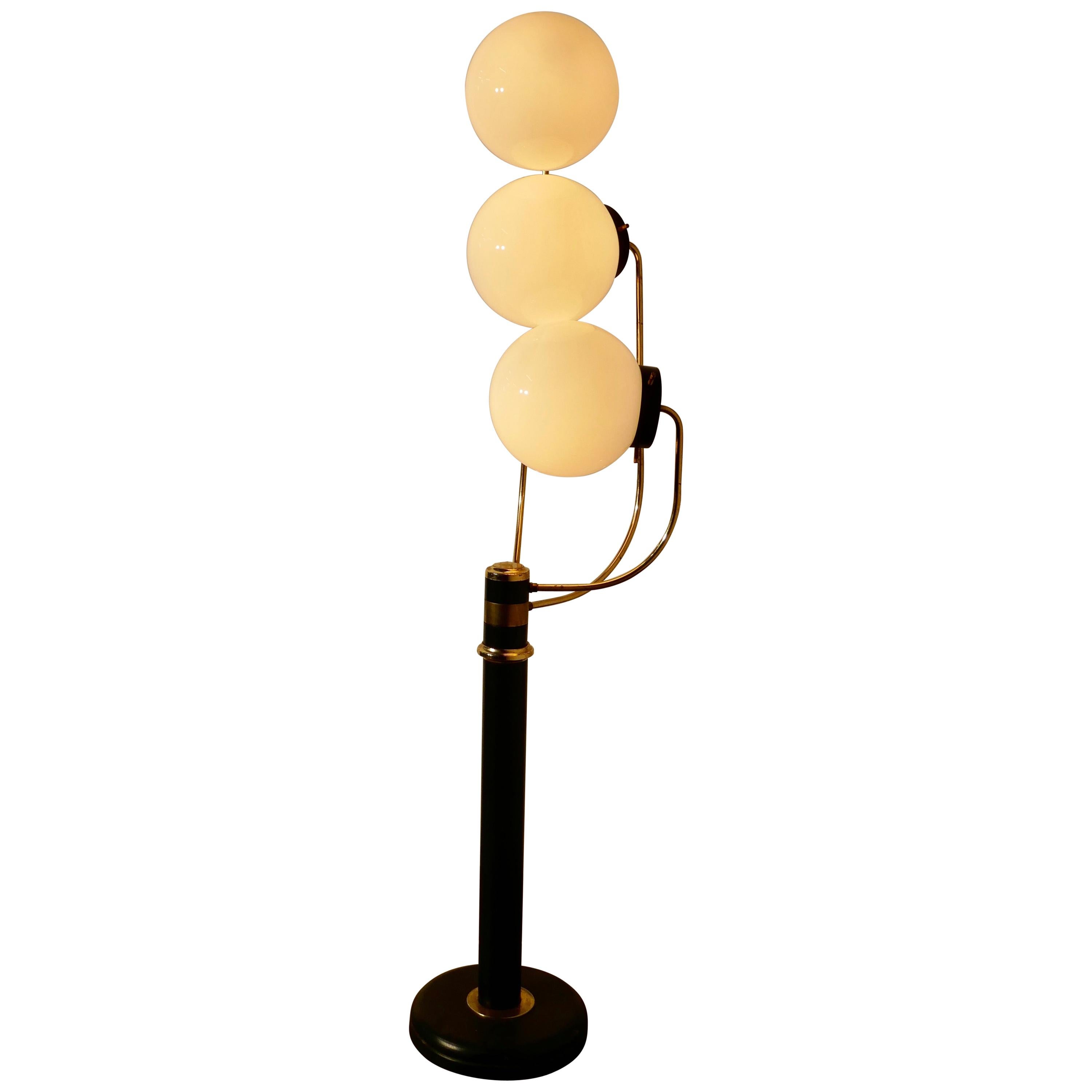 Midcentury Geometric 3Globe Floor Lamp by Modeline at 1stDibs